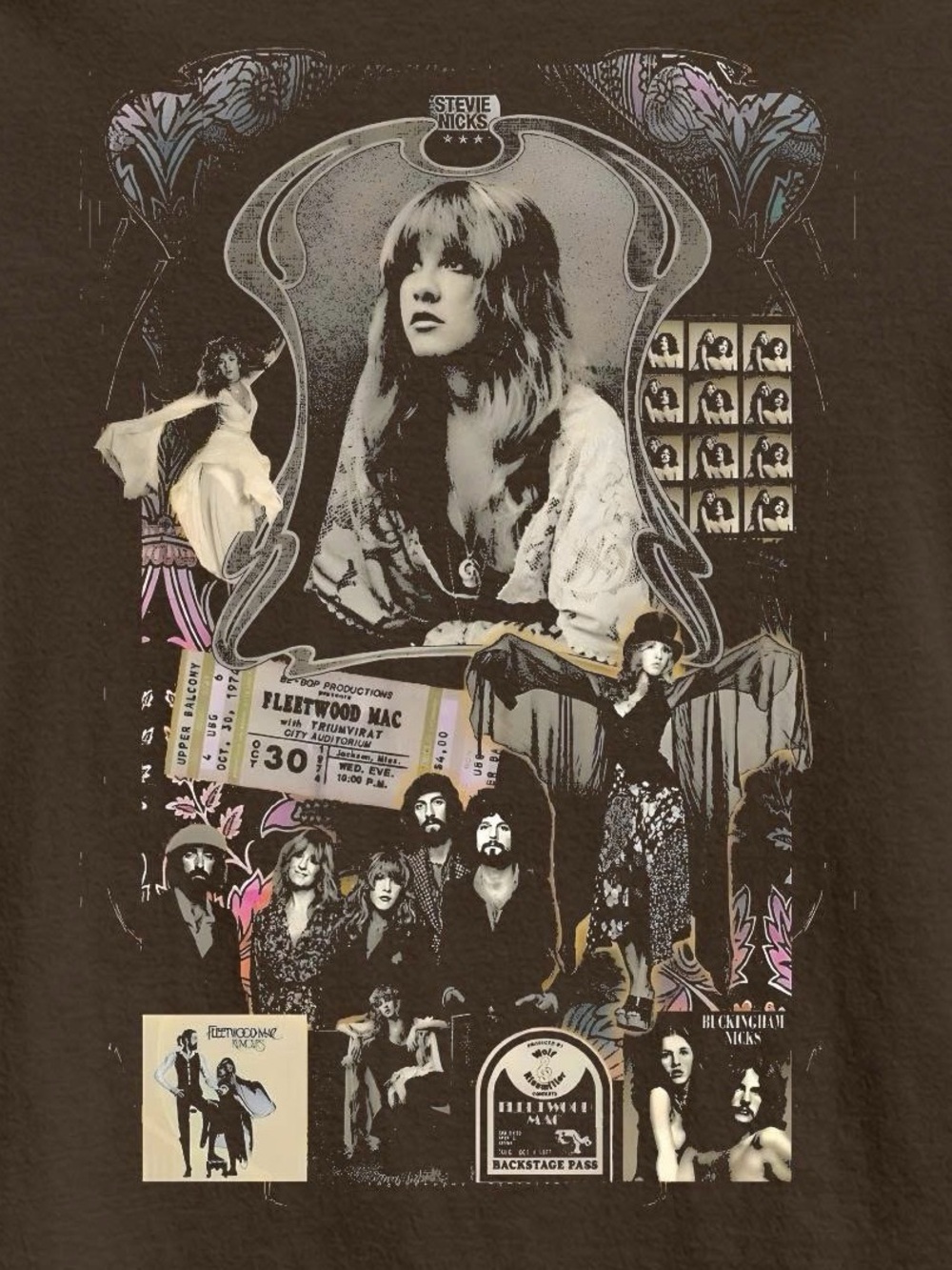 Fleetwood Mac Collage Graphic Tee - Stevie Nicks Shirt - Picture 2 of 2